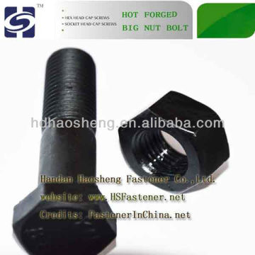 black nuts and bolt, hex bolt and washer and nut
