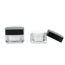 Clear Black Square CosmeticCream Double Acrylique Avec Couvercle