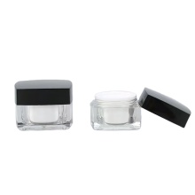 Clear Black Square CosmeticCream Double Acrilico con coperchio