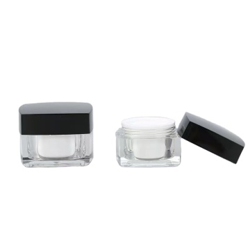 Clear Black Square CosmeticCream Dubbel Akryl Med Lock