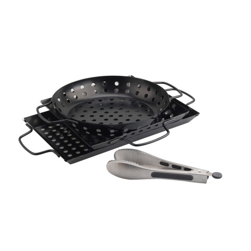 4-Piece Grilling Basket Set with BBQ Tong