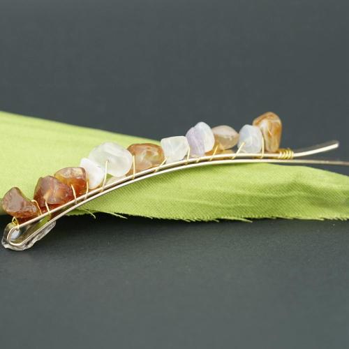 Natural Stone Clip Shiny Hair Clip Hair Accessories Girls Hairpins Crystals Natural Stone Hair Clips Woman Head wear Jewelry