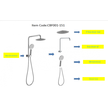 Messing verchroomde douche set met korte douchekop