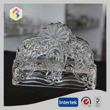 Flower Pattern Hand Made Clear Glass Napkin Holder