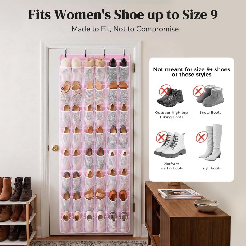 48-Pocket Over Door Mesh Shoe Organizer Rack