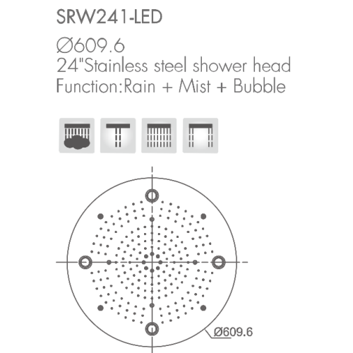 24 &#39;&#39;LED Rain + Mist + Bubble 기능을 가진 다기능 천장 산 샤워 꼭지