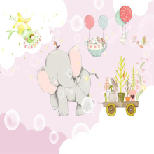 Cute Elephant Background Wall Film With Pink Background