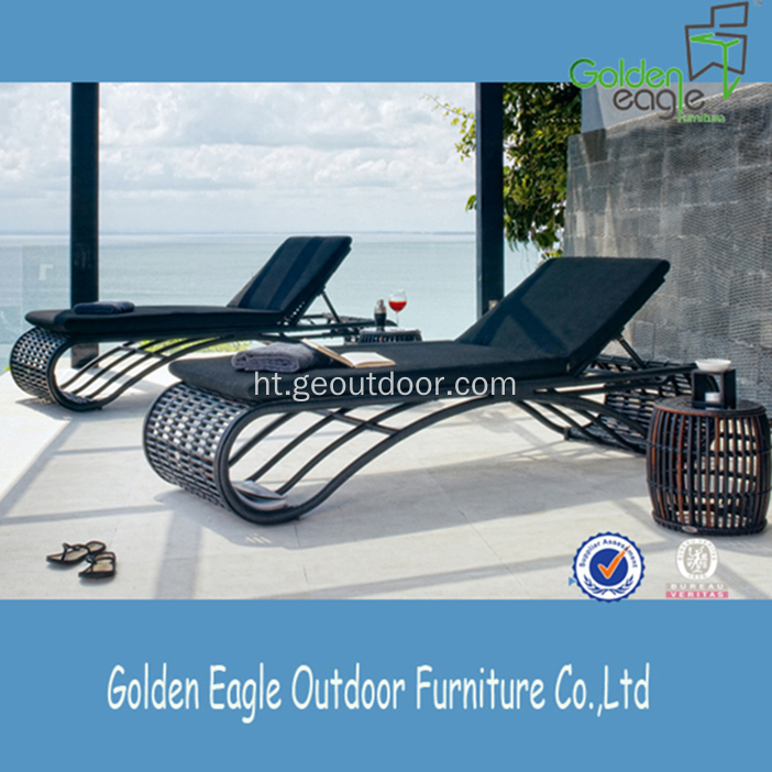 PE Rattan & aliminyòm Folding Jaden recliner Lounger