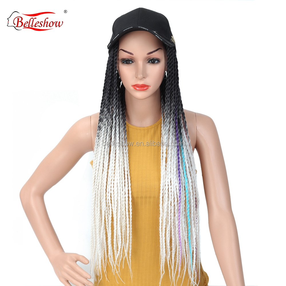 Hot sell 24 inch ombre synthetic braiding hair crochet braid hair ombre senegalese twist hair black basketball hat wig