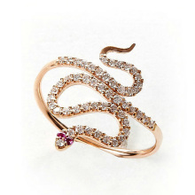 Gold plated snake bangle latest designs with CZ diamond & zircon