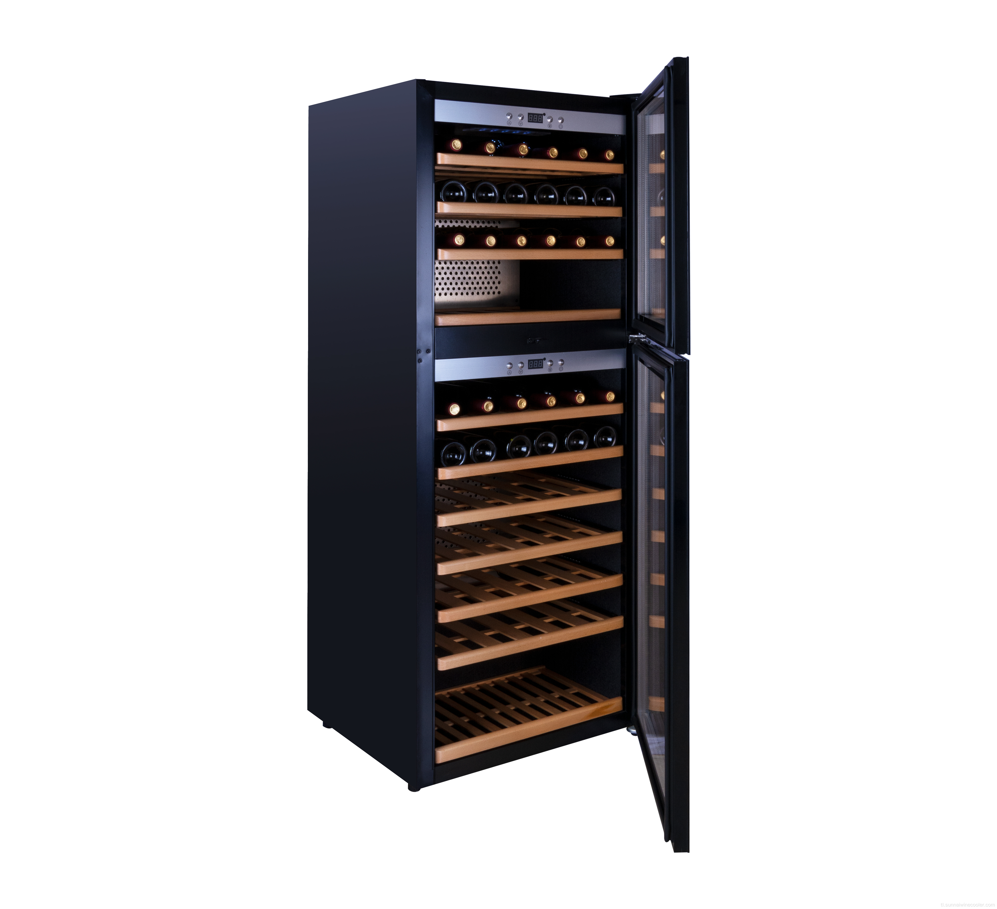 Modernong entertainment wine refrigerator at gabinete