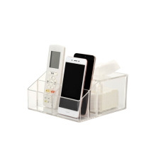 Acrylic Tissue Box with Cell Phone Remote Control Compartment