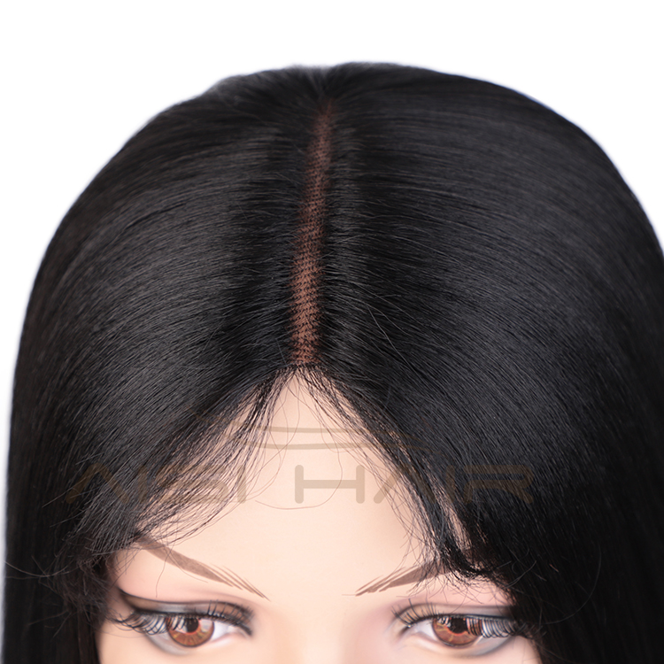 Aisi Hair Wholesale 18 Inch Medium Long Silky Straight Natural Black Wig Middle Part Synthetic Hair Wigs For Black White Women