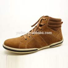sneaker style flat rubber sole high top men leather shoes