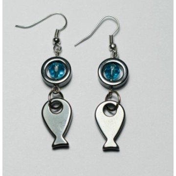 Hematite Earring with silver color finding