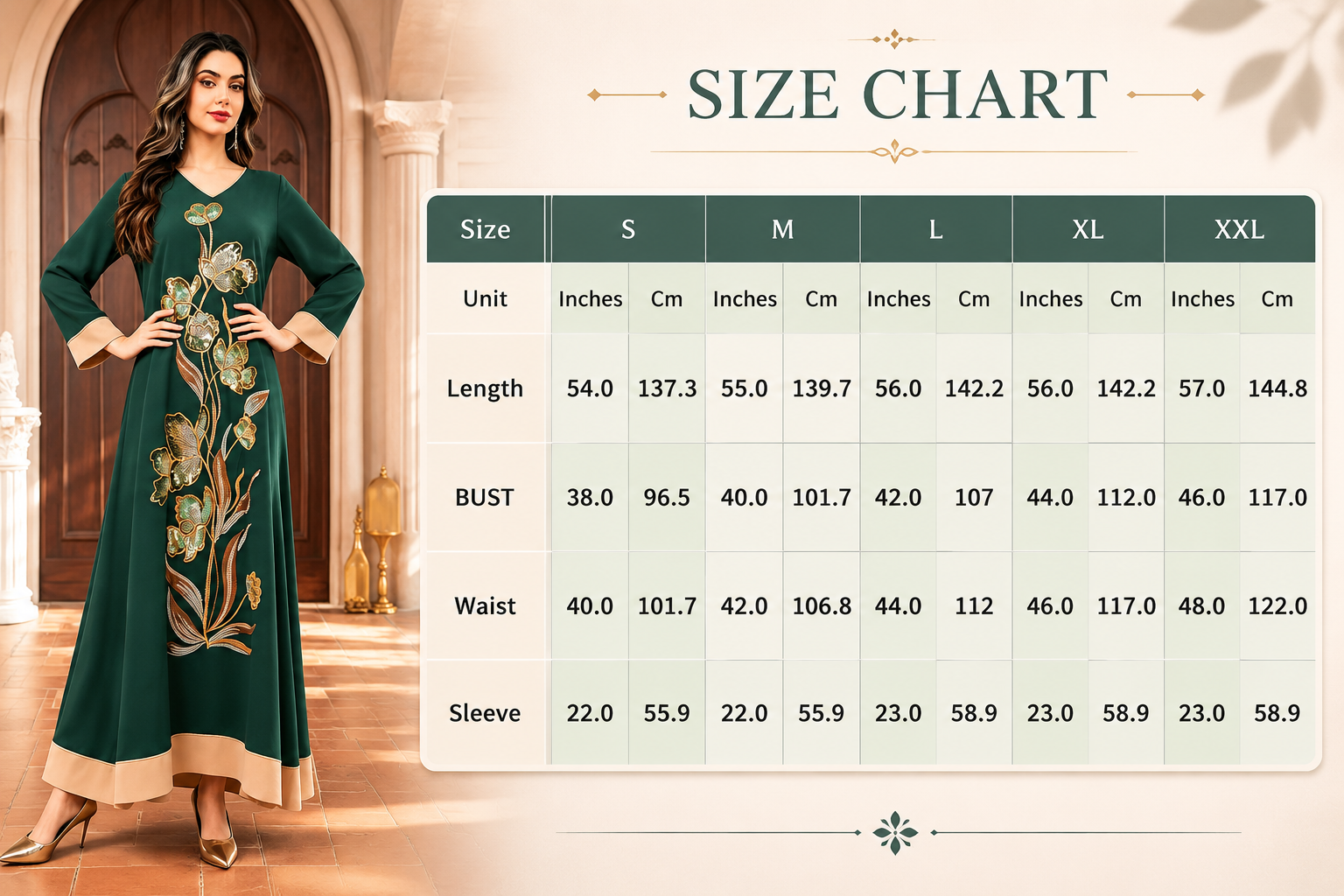 جلابیا گلدوزی لوکس Luxury Floral Embroidered Jalabiya
