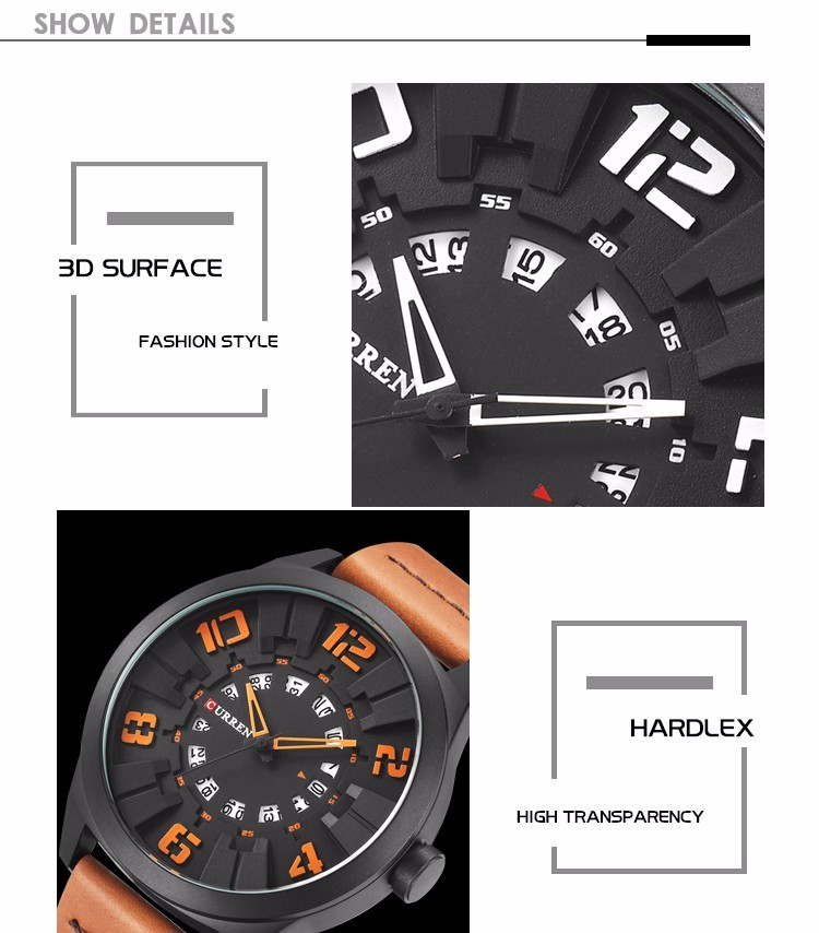 CURREN 8258 Men Quartz Watches Sport Wrist Watch Fashion New Military Style Men Watch With 3D Surface Online