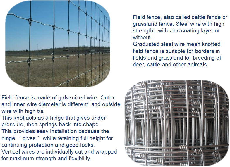 China Supplier high tensile strength deer wire mesh Fence/ fixed knot field fence