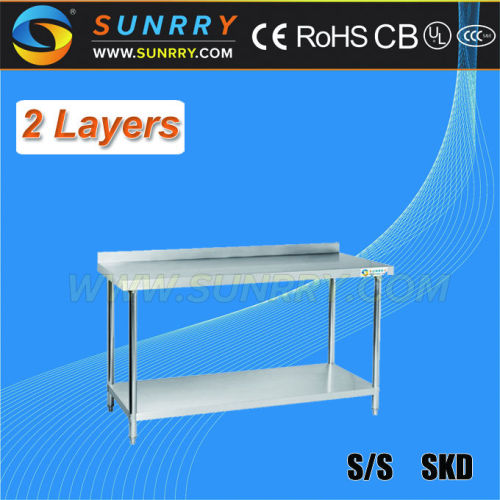 Marble Top Kitchen Work Table/Stainless Steel Table With Cabinet/Stainless Steel Counter Height Table (SY-WT718B SUNRRY)