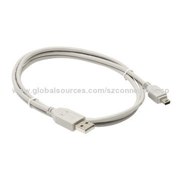 USB2.0 AM to Mini 5P Data Cable with CCA, Bare Copper Conductors, Easy to Carry