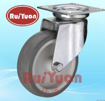Top plated European type thermoplastic rubber swivel caster
