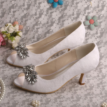 New Arrival Lace White Wedding Court Shoes