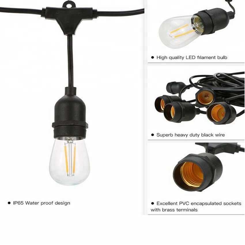 IP65 E27 LED Edison Filament Bulbs S14 Dimmable LED Edison Bulb outdoor String Light Replacement Bulbs
