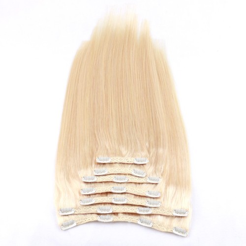 Wholesale virgin brazilian full head clip in hair double drawn clip in hair extension