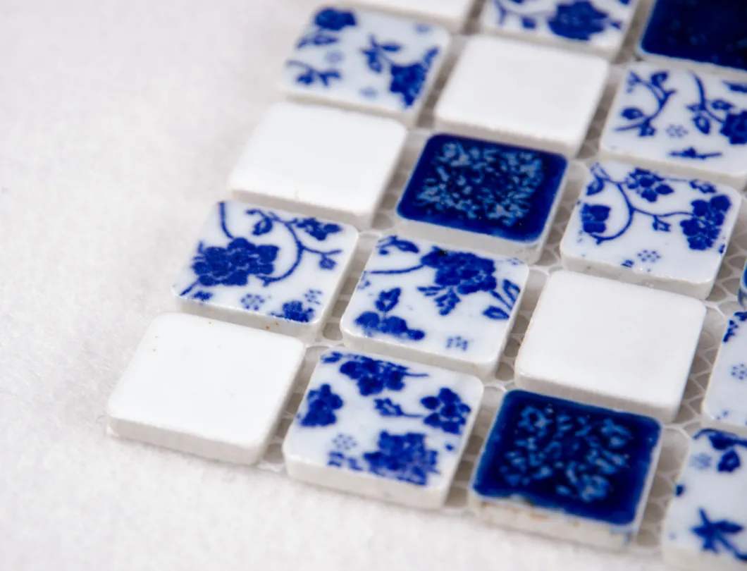 Exquisitely Made Small Chip Size Glazed Ceramic Mosaic Tile Flowers