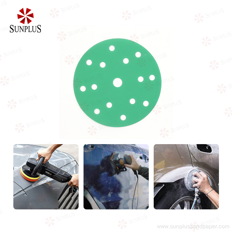 17Holes Round Green Sandpaper Disc Auto Polishing Sandpaper