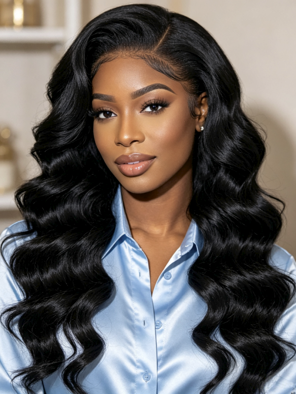 20 Inch 13x4 HD Lace Frontal Deep Wave 150% Density #1B Human Hair Glueless Wig