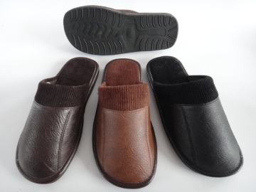 Men classical home slippers with PU upper