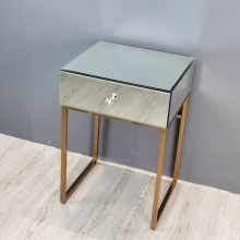 mirrored silver nightstand end table