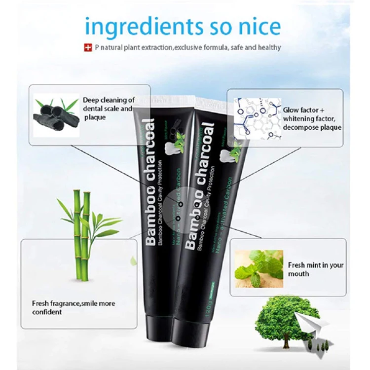 Natural Refreshing Mint Activated Charcoal Teeth Whitening Toothpaste
