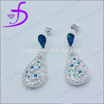 Inlay opal silver earring 925 silver jewelry