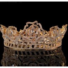 Corona de desfile de reina de belleza pequeña bañada en oro