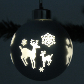 Laser Cut Customized Christmas LED Glass Ball Ornament