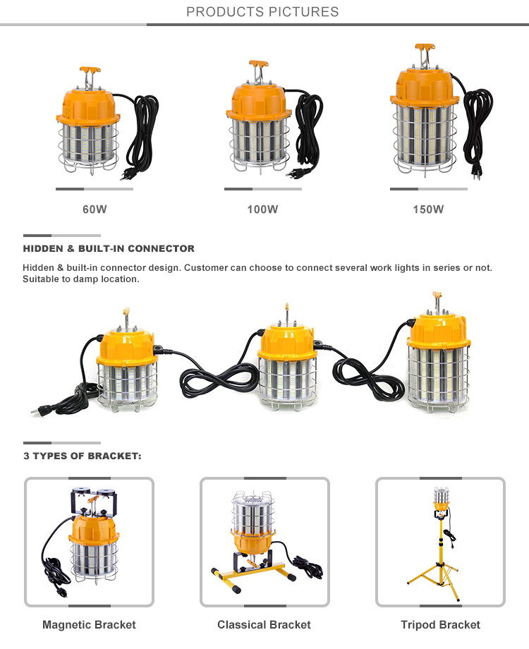 China Manufacturer Ul Listed Work Led Light 60W 100W 150W Temporary Construction Lights