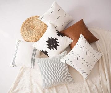 Pure cotton linen plain white pillow cushion covers