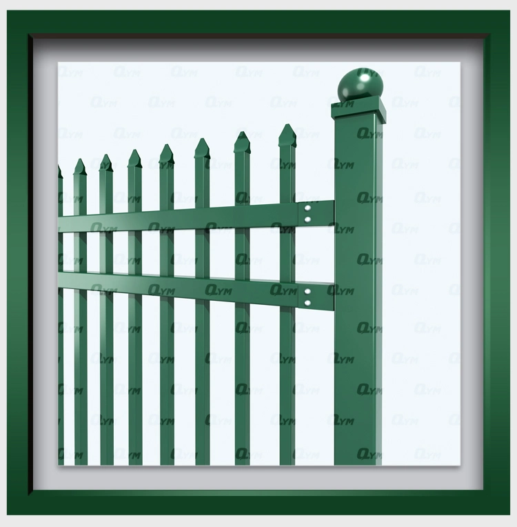 Welded Spear Top Steel Fence Spaced Picket Fence