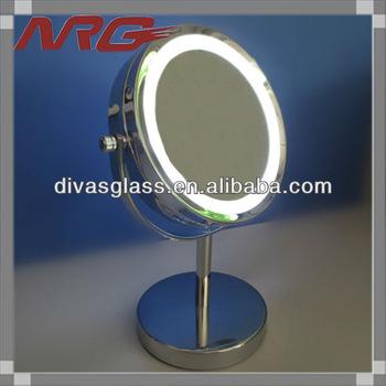 Round makeup mirror with lights