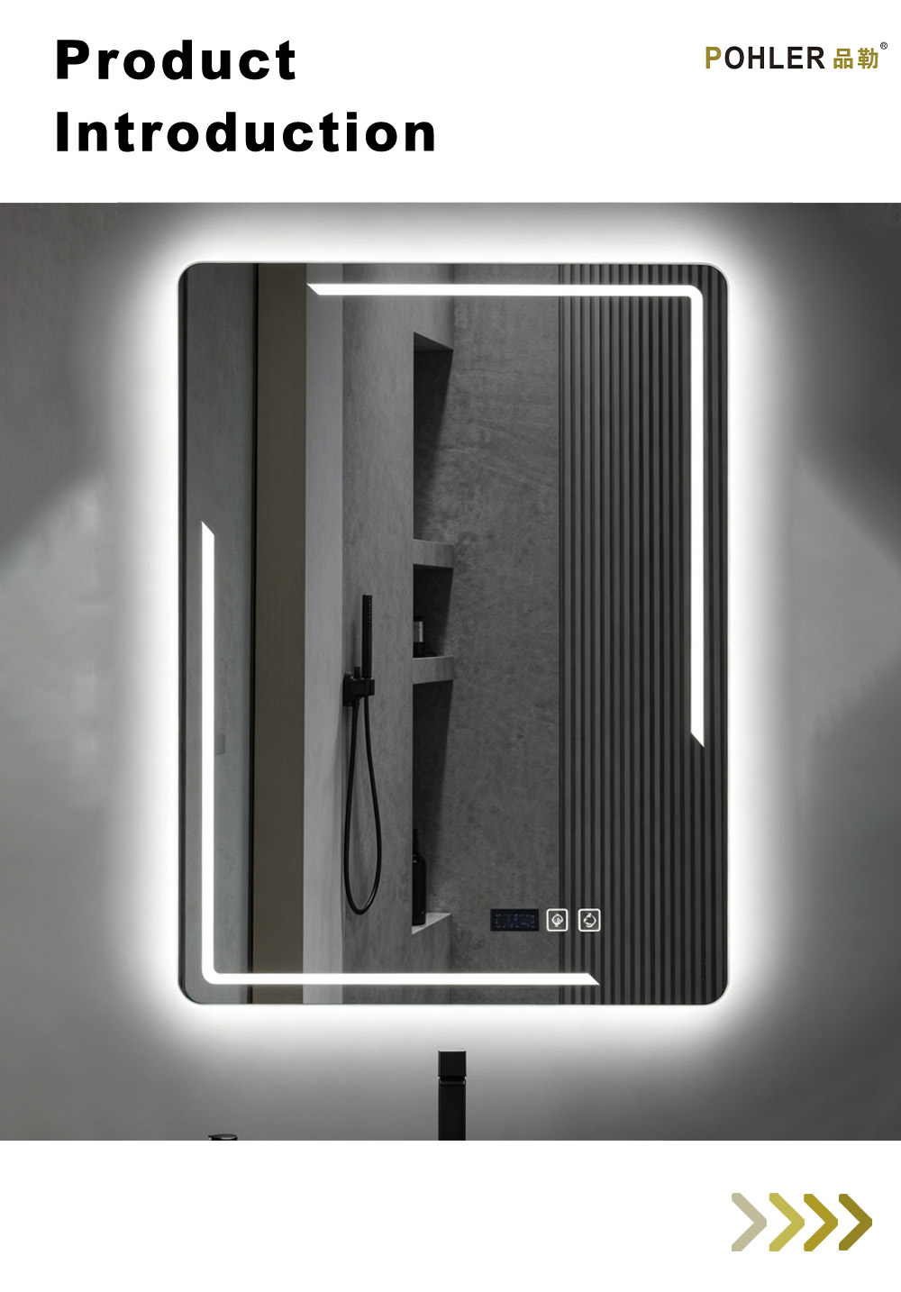D041 Светодиодное умное зеркало с вертикальной полосой X D041 Vertical Strip LED Smart Mirror X