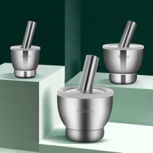 Wholesale 304 Stainless Steel Manual Mashed Garlic Mortar for Kitchen Spice Grinding