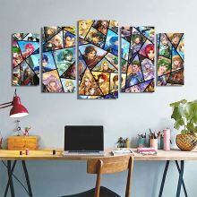 Custom Anime Wall Art Canvas Prints - 5 Panel Game Characters Collage