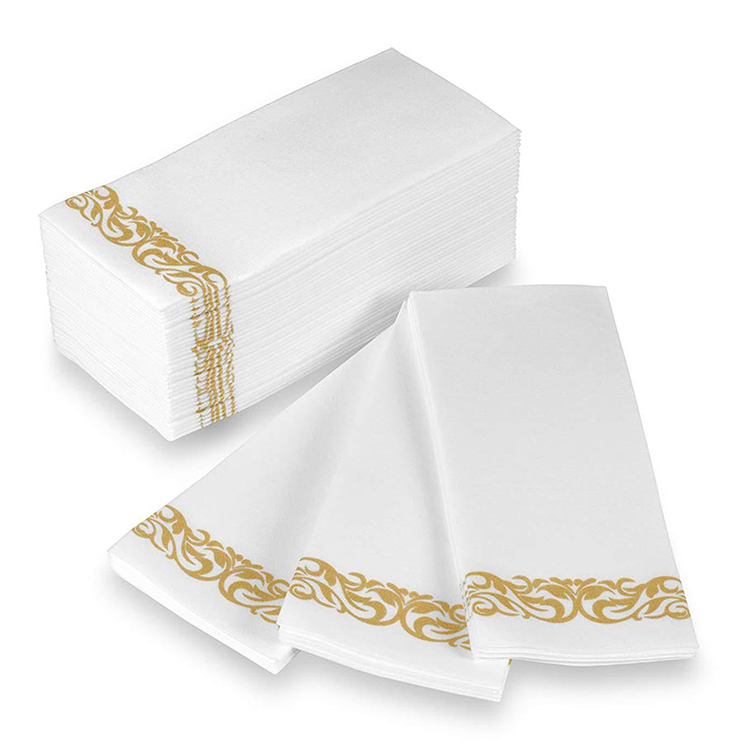 100Pcs Gold Disposable Paper Napkins Guest Hand Towel Napkins for Birthday, Dinners, Wedding, Christmas, Parties
