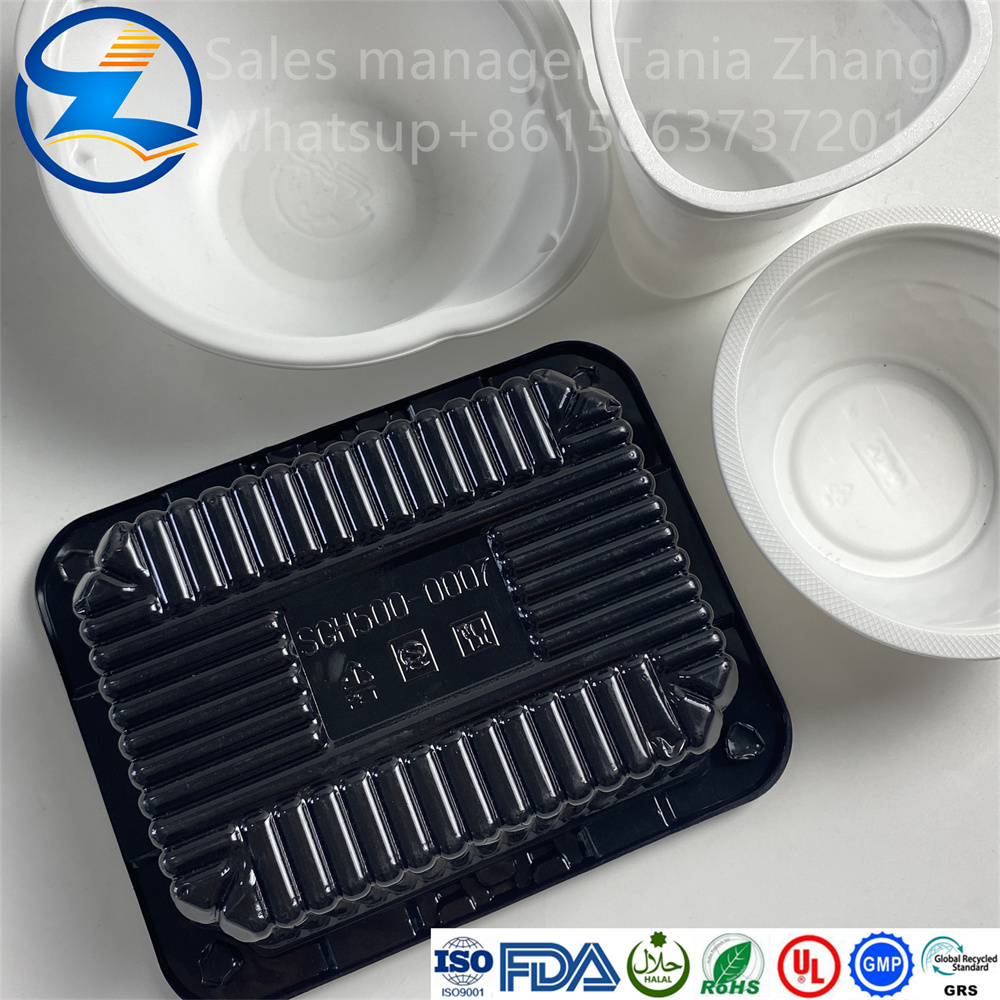 Disposable Pp Material Black Takeout Bottom Food Tray2 Jpg