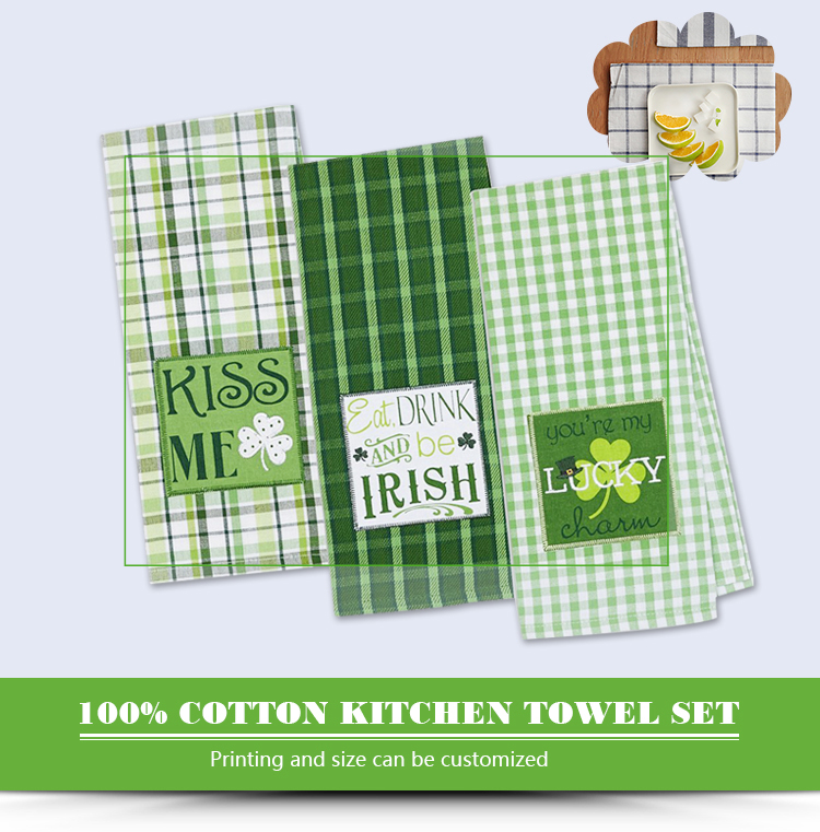 Kitchen dish towel set of 3 with embroidery
