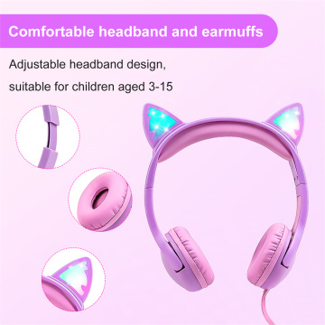 Fone de ouvido LED seguro para crianças fones de ouvido