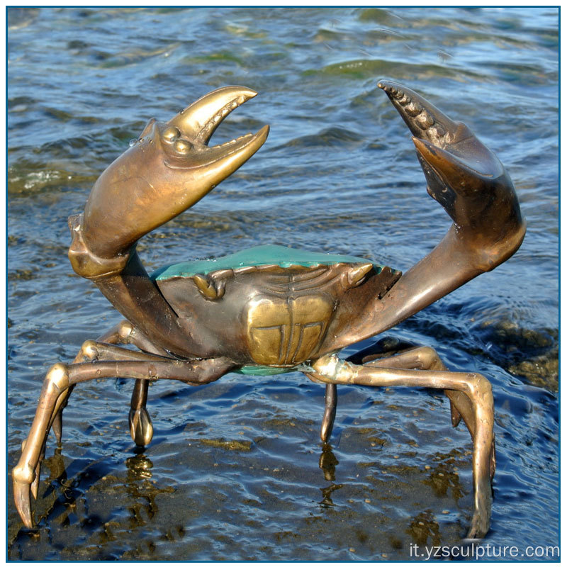 Decorazione Seaside Seal Life Grande statua di granchio d&#39;ottone