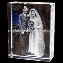 Laser etched crystal wedding photo frame